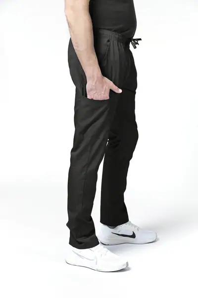 GreenTown Classix 2005 unisex scrub pants in Black, side view