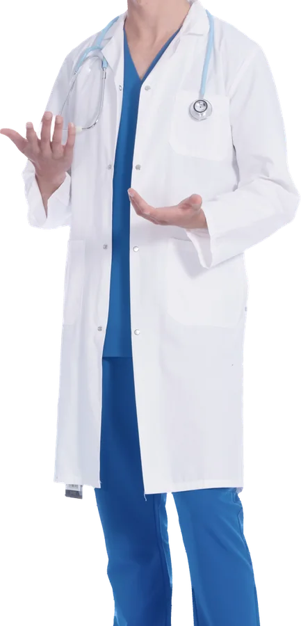 Lab Coats shown on a model