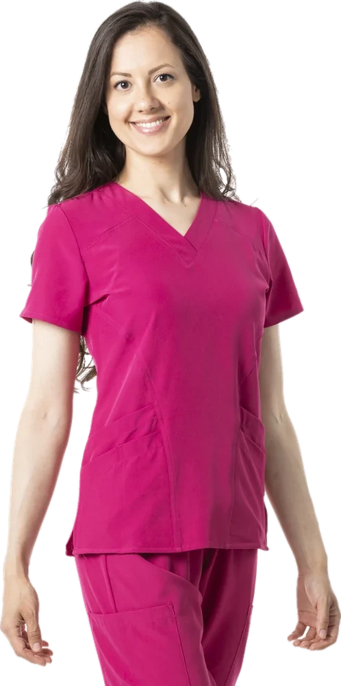 Zinnia scrubs shown on a model